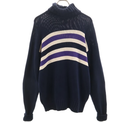 Polo by Ralph Lauren ポロバイラルフローレン 90s 香港製 オールド ボーダー柄 長袖 タートルネック ニット M ネイビー セーター