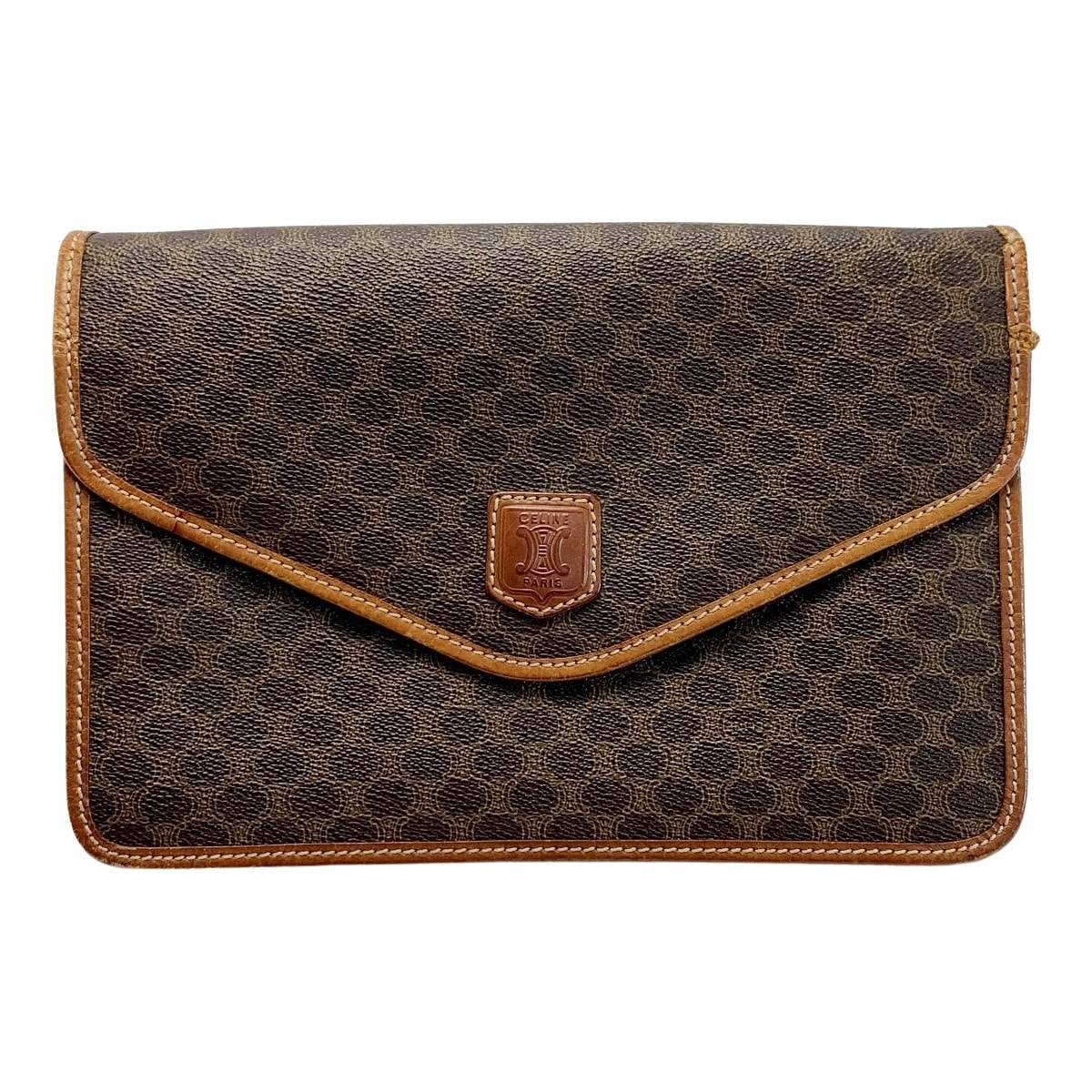 CELINE セリーヌ マカダム柄 PVC ヴィンテージ ブラウン クラッチバッグ
