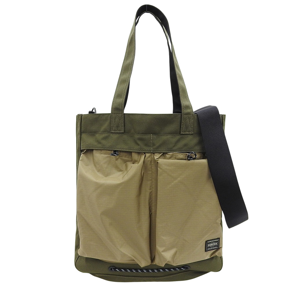 ポーター 美品 HYPE ナイロン 2WAYトートバッグ メンズ カーキ 381-19014 25AW L