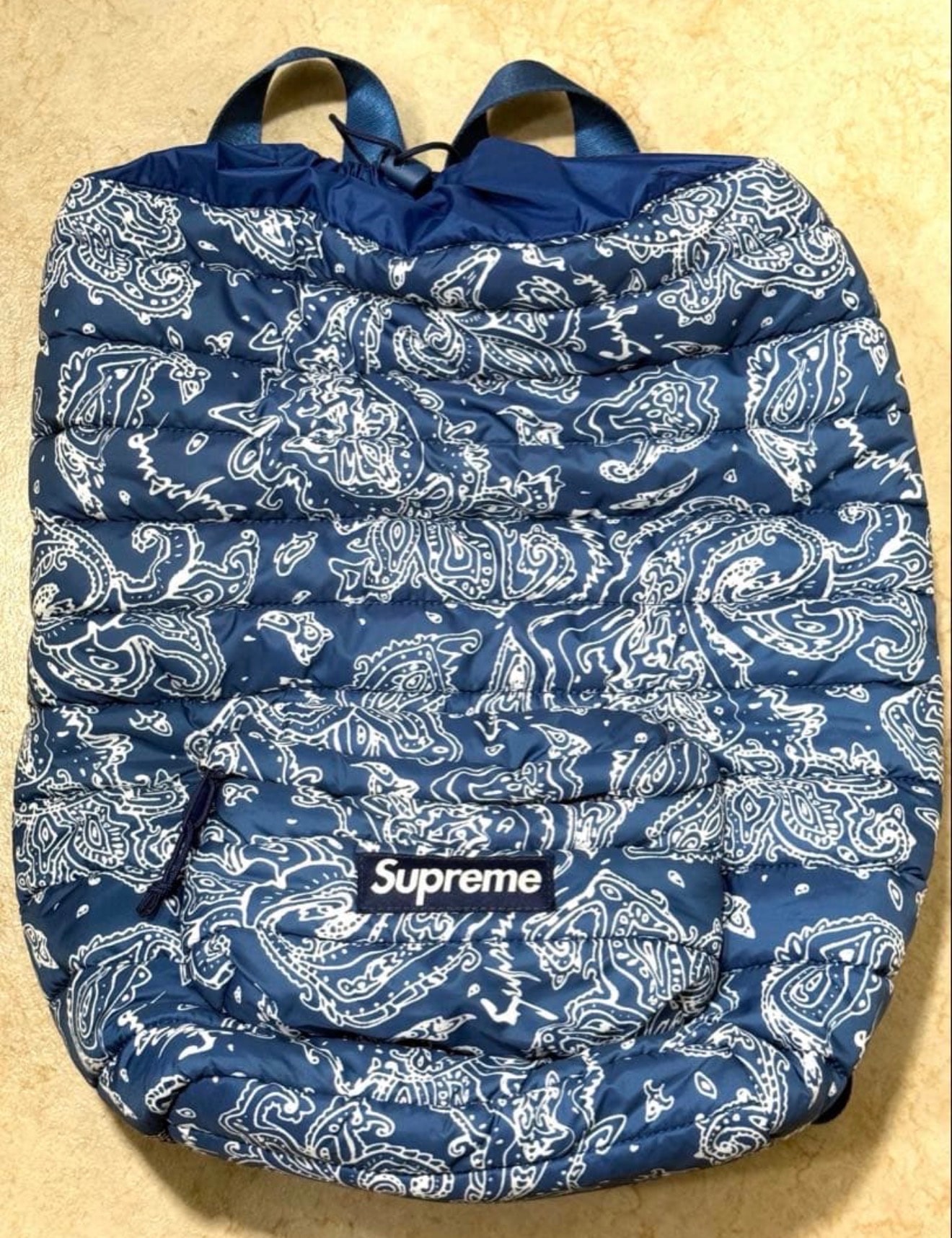 Supreme Puffer Backpack "Blue Paisley"