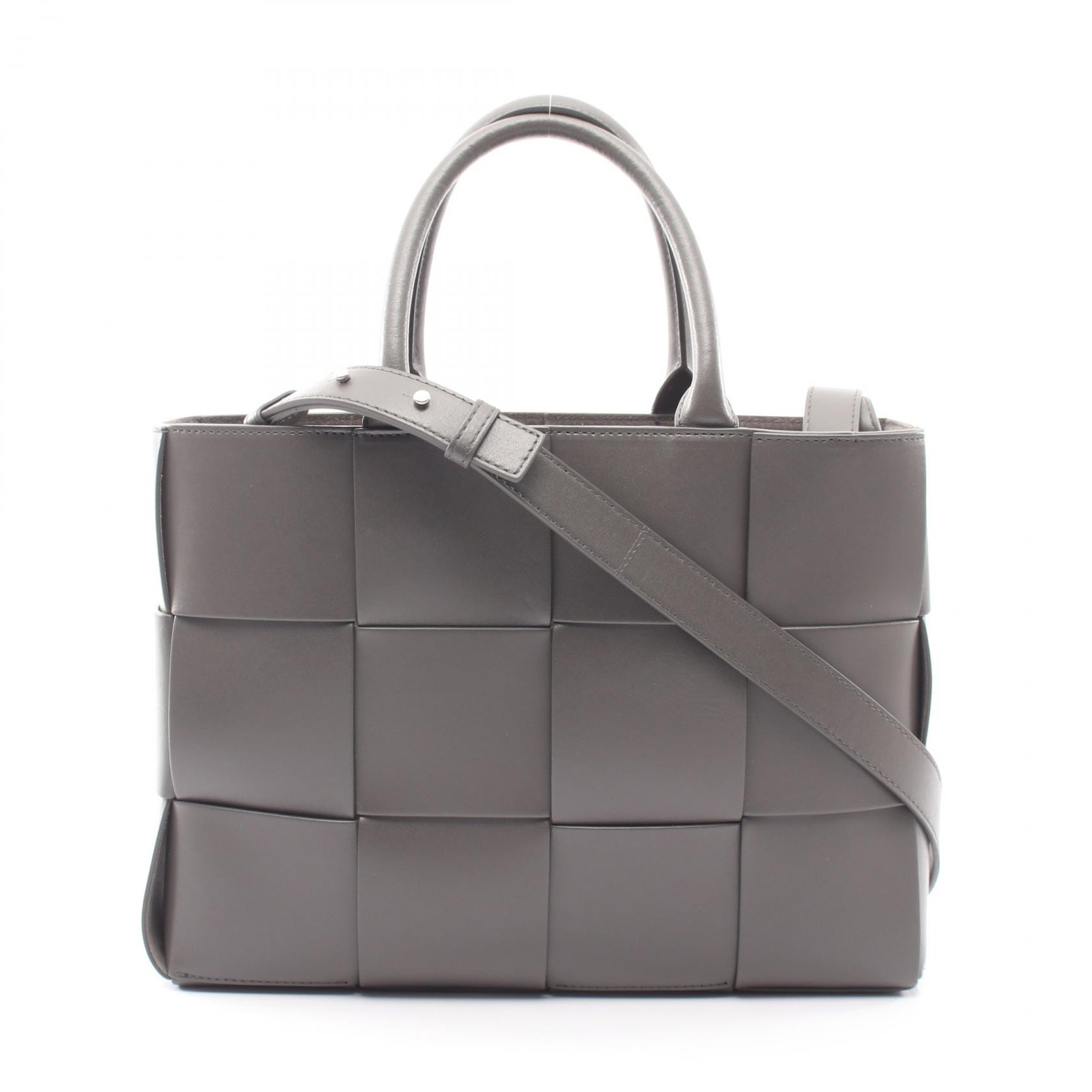 ボッテガヴェネタ BOTTEGA VENETA スモール アルコ マキシイントレチャート 2WAY トートバッグ バッグ レザー メンズ グレー系 766954 【中古】