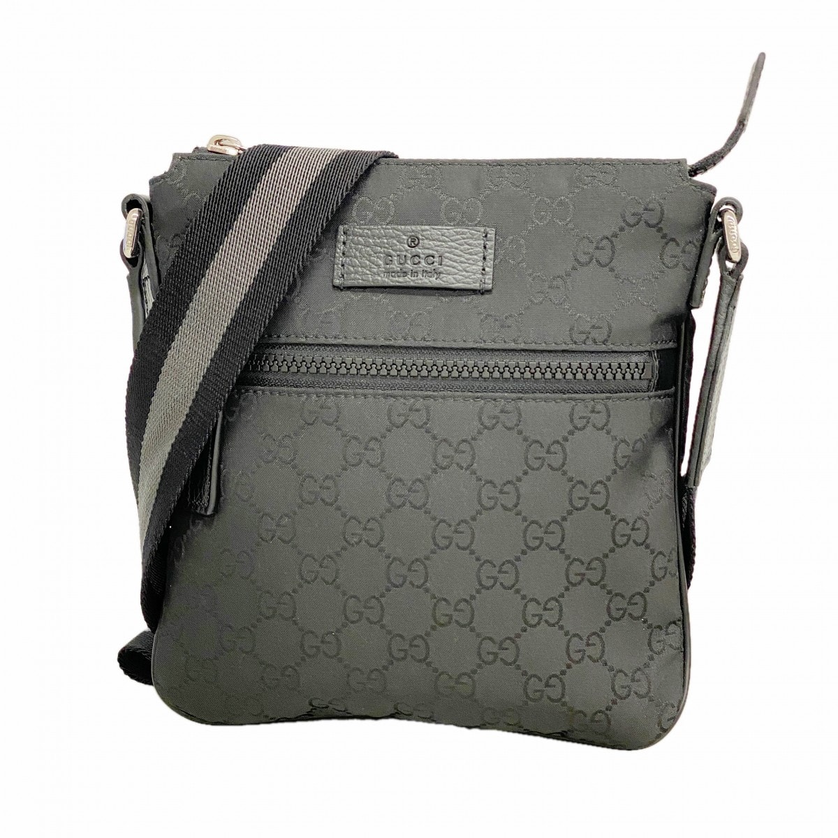 ◇ 良品GUCCI グッチ ショルダーバッグ GGナイロン シルバー ◇ C (やや傷や汚れあり)】【6fe6913】グッチ ショルダーバッグ GG