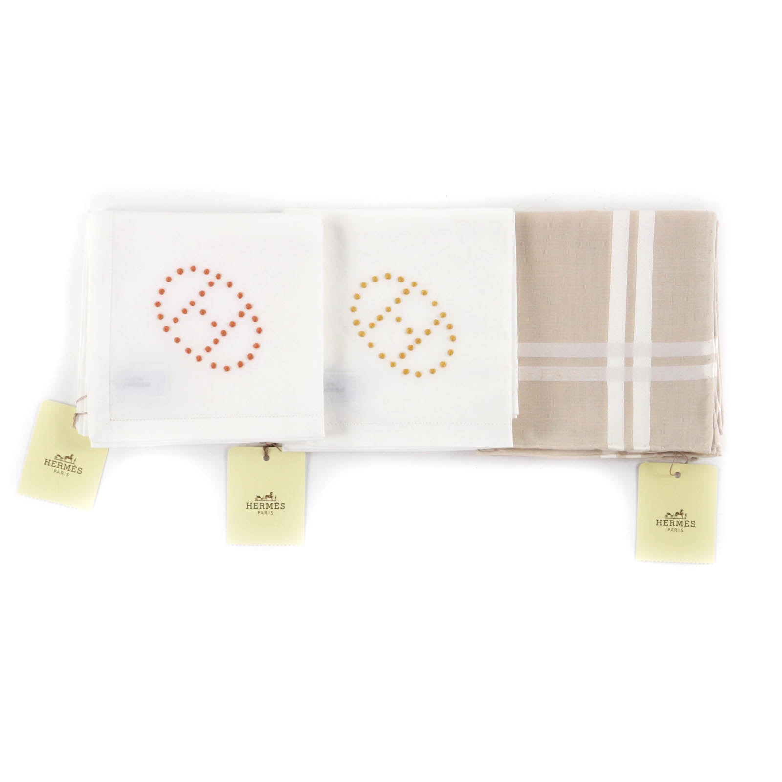 未使用品 エルメス ハンカチ ホワイト ベージュ レディース