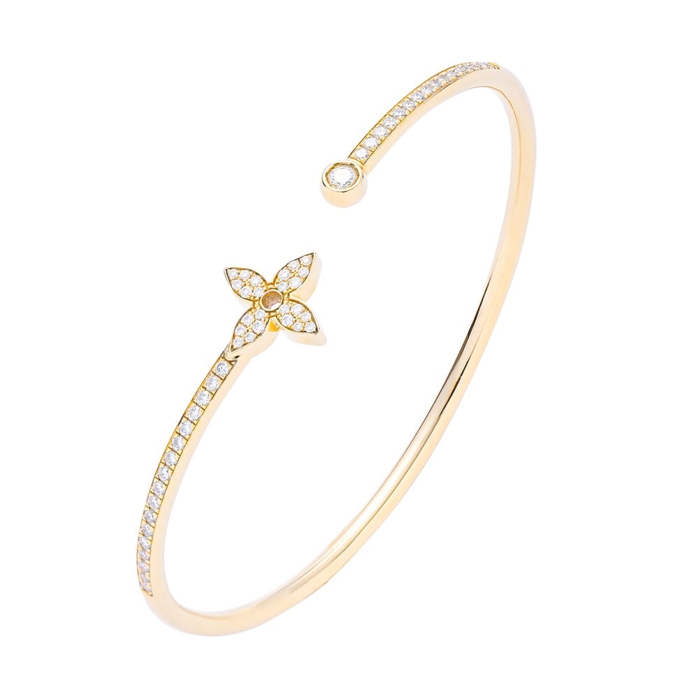 LOUIS VUITTON 美品 ルイヴィトン ブレスレット ツイストブロッサム Q95690 K18PG ダイヤ 計0.38Ct バングル ブラスレ ピンクゴールド サイズS 15表記 ABランク ヴィトン LV 中古 鑑定済【定価¥1,265,000】