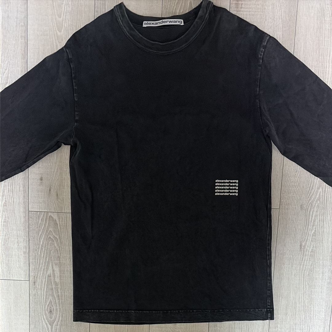 Alexander Wang Acid Wash Jersey Long Sleeve T-Shirt "Acid Black"