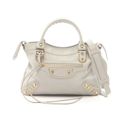 バレンシアガ BALENCIAGA クラシック メタリック エッジ シティ 2WAY ハンドバッグ バッグ レザー レディース グレー系 390149 【中古】