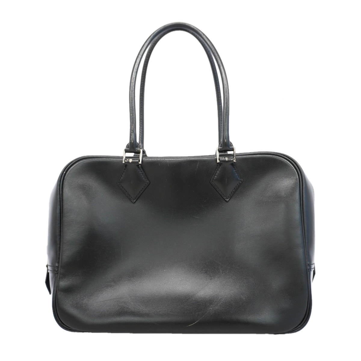 【6gd4957】エルメス ハンドバッグ プリュス28 ボックスカーフ ブラック シルバー金具 □C刻印【中古】レディース