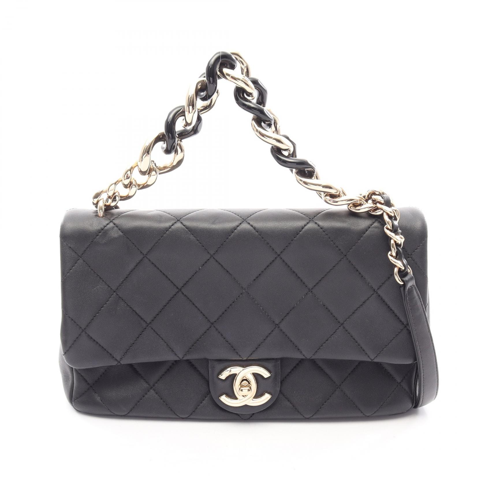 シャネル CHANEL ラージ フラップ バッグ マトラッセ 2WAY ショルダーバッグ バッグ レザー レディース ブラック系 【中古】