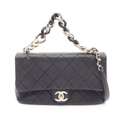 シャネル CHANEL ラージ フラップ バッグ マトラッセ 2WAY ショルダーバッグ バッグ レザー レディース ブラック系 【中古】