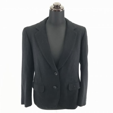 80s-90sビンテージ/Burberrysバーバリー★カシミア混テーラードジャケット/ブレザー【11AB2/Women's size-L/黒】シングル/2ボタン◆BA663W