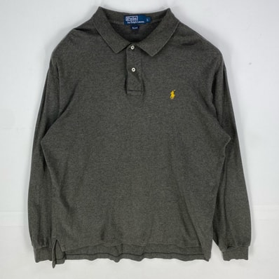 古着 ポロバイラルフローレン Polo by Ralph Lauren 長袖シャツ ワンポイント 刺繍ロゴ ポロシャツ L グレー系 メンズ