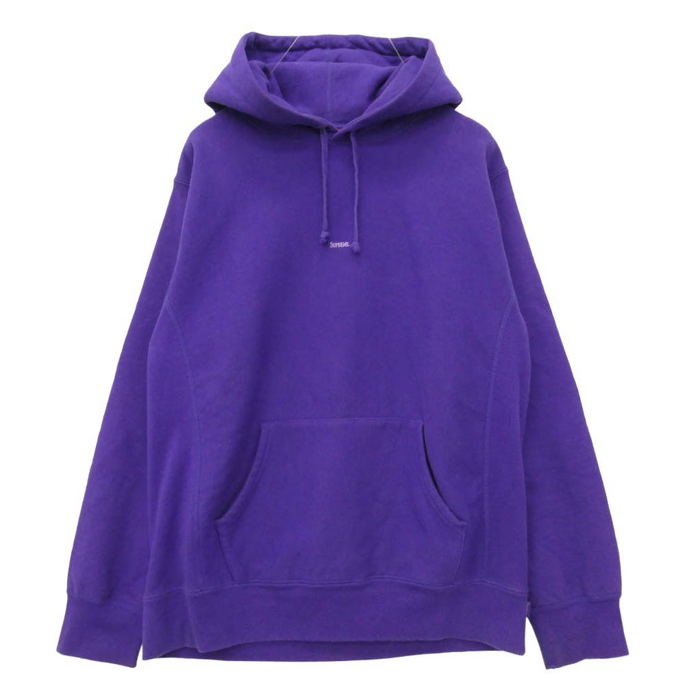Supreme シュプリーム 19AW Micro Logo Hooded Sweatshirt マイクロロゴ フーデッド スウェットシャツ パーカー フーディー パープル系 L【中古】
