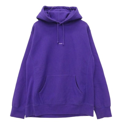 Supreme シュプリーム 19AW Micro Logo Hooded Sweatshirt マイクロロゴ フーデッド スウェットシャツ パーカー フーディー パープル系 L【中古】