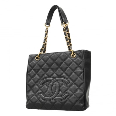 【6dd5095-k】シャネル チェーントート マトラッセ キャビアスキン ブラック ゴールド金具【中古】レディース