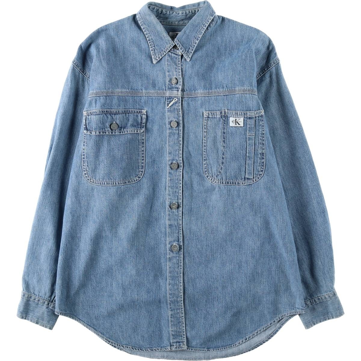 古着 90~00年代 カルバンクライン Calvin klein JEANS 長袖 デニムシャツ レディースM相当/eaa640190