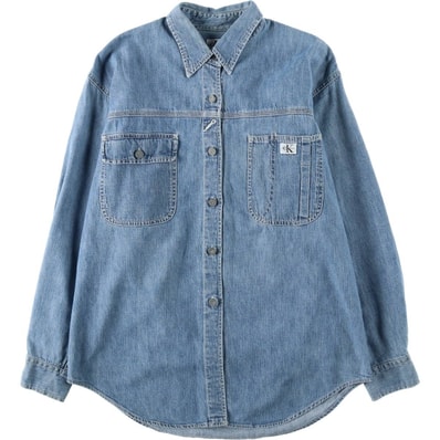 古着 90~00年代 カルバンクライン Calvin klein JEANS 長袖 デニムシャツ レディースM相当/eaa640190