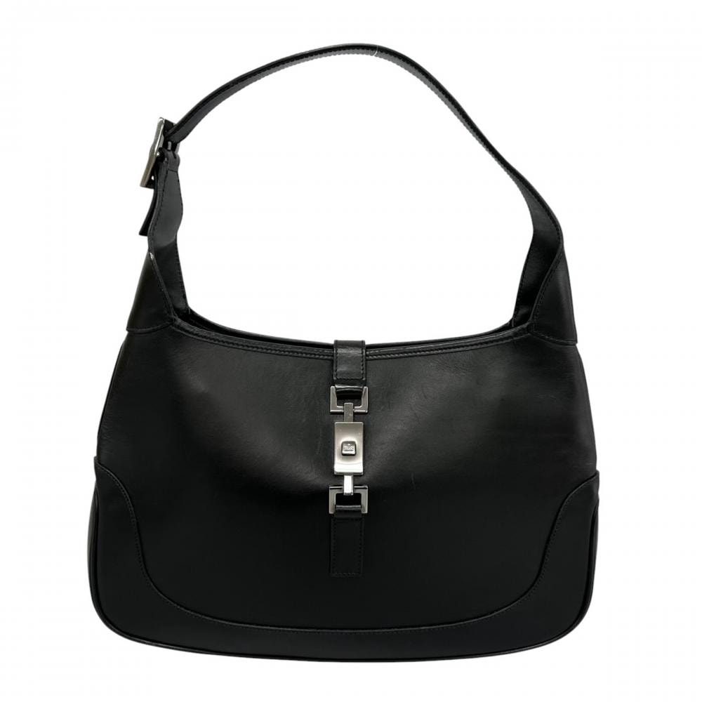 GUCCI グッチ ショルダーバッグ ジャッキー 肩掛け 001・3306 スムースレザー    ブラック 黒 シルバー金具 レディース【中古品】