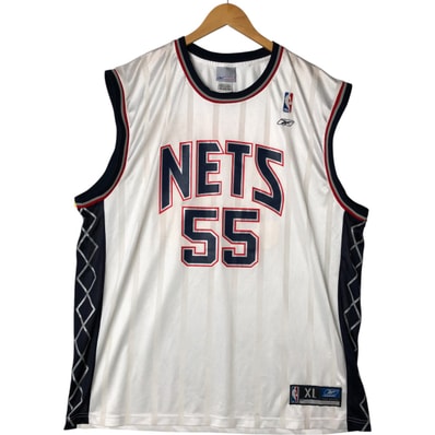 古着 00年代 リーボック Reebok NBA BROOKLYN NETS ブルックリン ネッツ ストライプ柄 メッシュ ゲームシャツ レプリカユニフォーム メンズXL相当/eaa564363