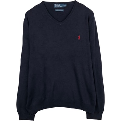 古着 ラルフローレン Ralph Lauren POLO by Ralph Lauren Vネック ピマコットンニットセーター メンズXXL相当/eaa637224