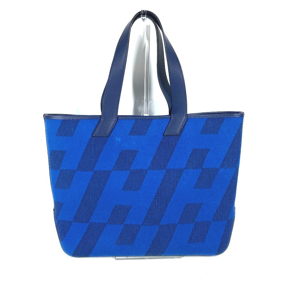 エルメス HERMES アンビエ GM 40 ハンドバッグ カバン ショルダーバッグ 肩掛け トートバッグ レザー/キャンバス Z刻 ブルー