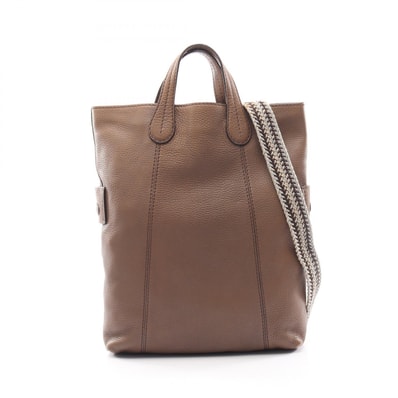 トッズ TOD'S 2WAY トートバッグ バッグ レザー レディース グレー系 【中古】