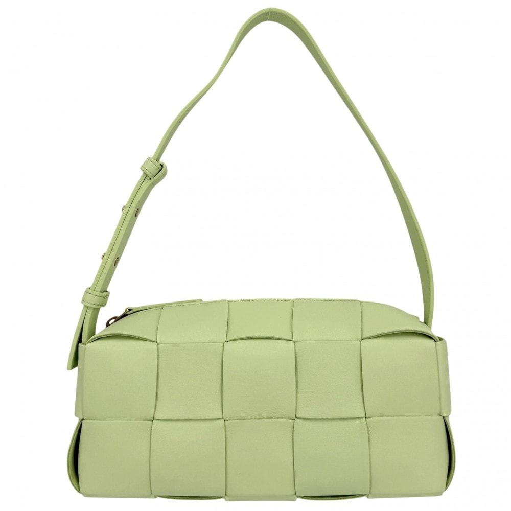 BOTTEGAVENETA ボッテガヴェネタ ハンドバッグ スモールブリックカセット マキシイントレチャート ワンショルダーバッグ 肩掛け 鞄 かばん 729166 レザー ライトグリーン ゴールド金具 レディース【中古品】