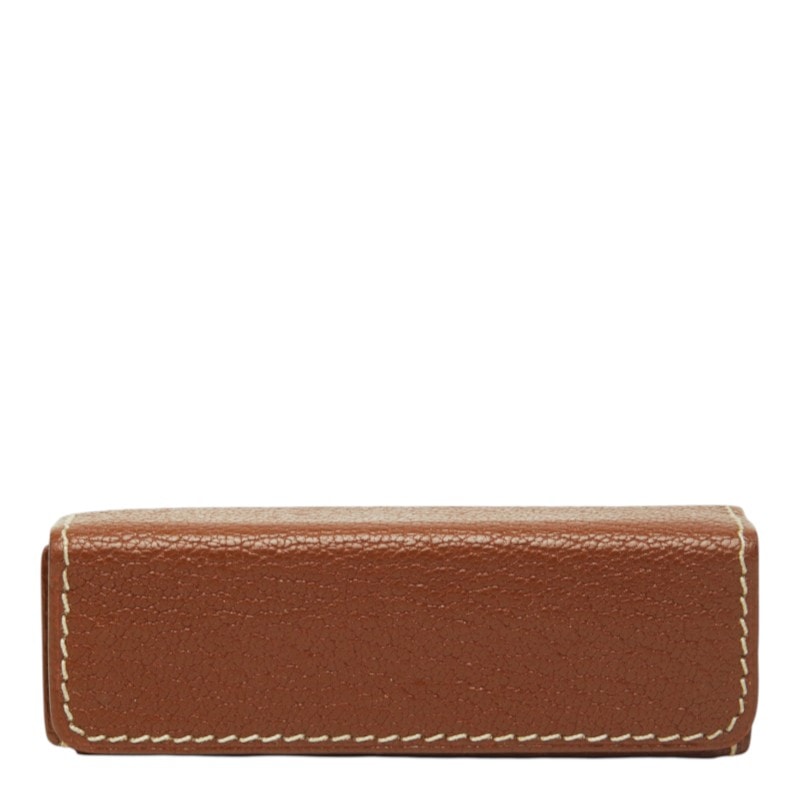 エルメス リップケース 印鑑ケース ガムケース ブラウン レザー レディース HERMES 中古
