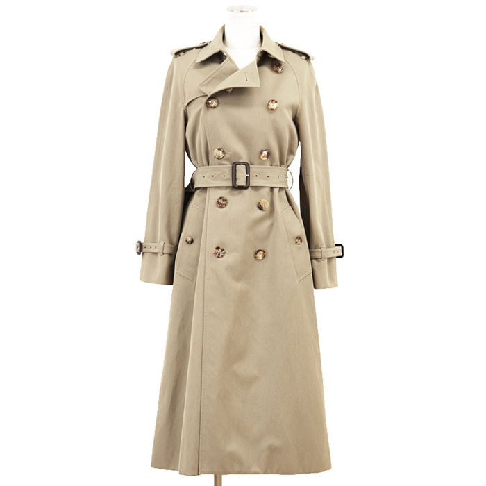 CELINE セリーヌ トレンチコート サイズ 34 レディース ロゴ ボタン ウール/コットン ギャバジン モノグラムライニング アウター ハンガー・ガーメント付属 ダークベージュ フランス製