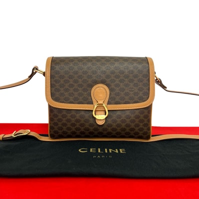 CELINE セリーヌ マカダム ブラゾン トリオンフ 柄 レザー PVC ショルダーバッグ ブラウン
45648