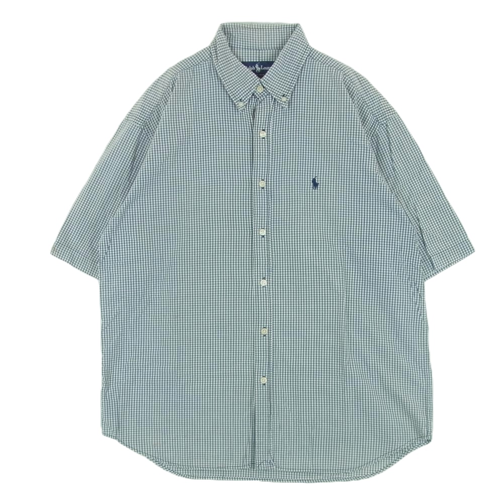 POLO RALPH LAUREN ポロ・ラルフローレン 半袖シャツ YARMOUTH ギンガムチェック ボタンダウン 半袖 シャツ グレー系 ホワイト系 L【中古】