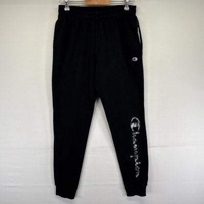 古着 チャンピオン Champion パンツ ワンポイントロゴ ロゴプリント イージーパンツ 長ズボン M ブラック メンズ