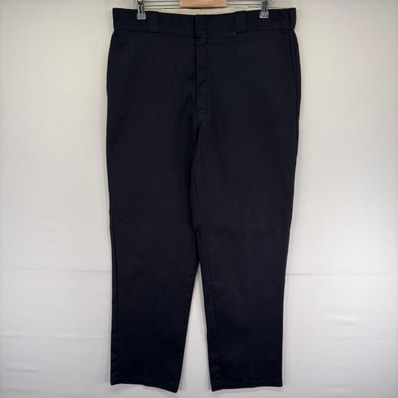古着 ディッキーズ Dickies パンツ 874 ワンポイントロゴ ワーク センタープレス チノパン ジッパーフライ w38 L34 ブラック系 メンズ