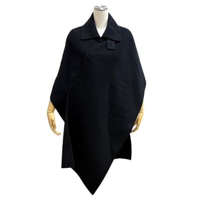 極美品 フェンディ ポンチョ DOUBLE WOOL CAPE ブラック 36