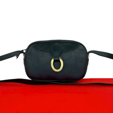 Christian Dior ディオール トロッター 柄 PVC レザー ショルダーバッグ ネイビー
77-10