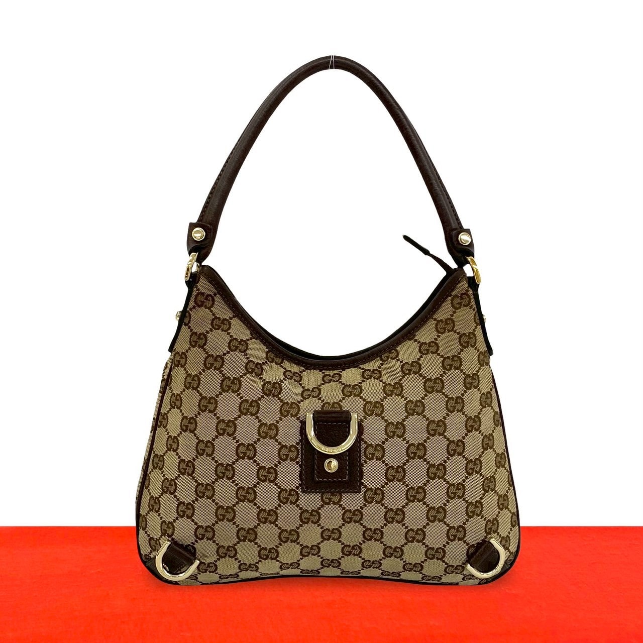 GUCCI グッチ GG ロゴ 柄 キャンバス レザー ショルダーバッグ ブラウン
 264-6