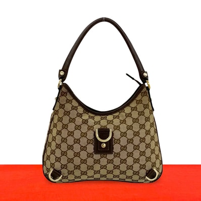 GUCCI グッチ GG ロゴ 柄 キャンバス レザー ショルダーバッグ ブラウン
264-6