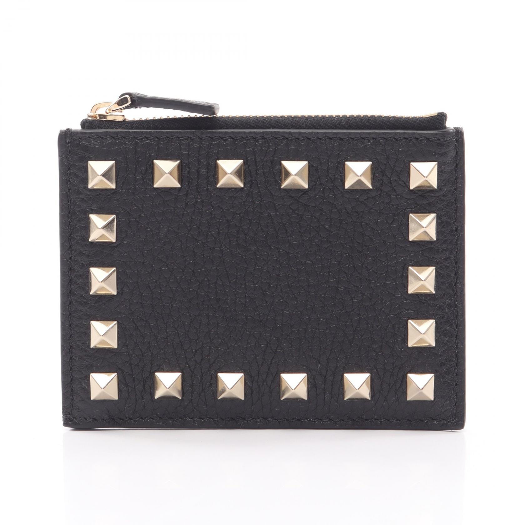 ヴァレンチノ Valentino ロックスタッズ カードケース コインケース 財布 レザー レディース ブラック系 7W0P0AI8VSH0NO 【新品】
