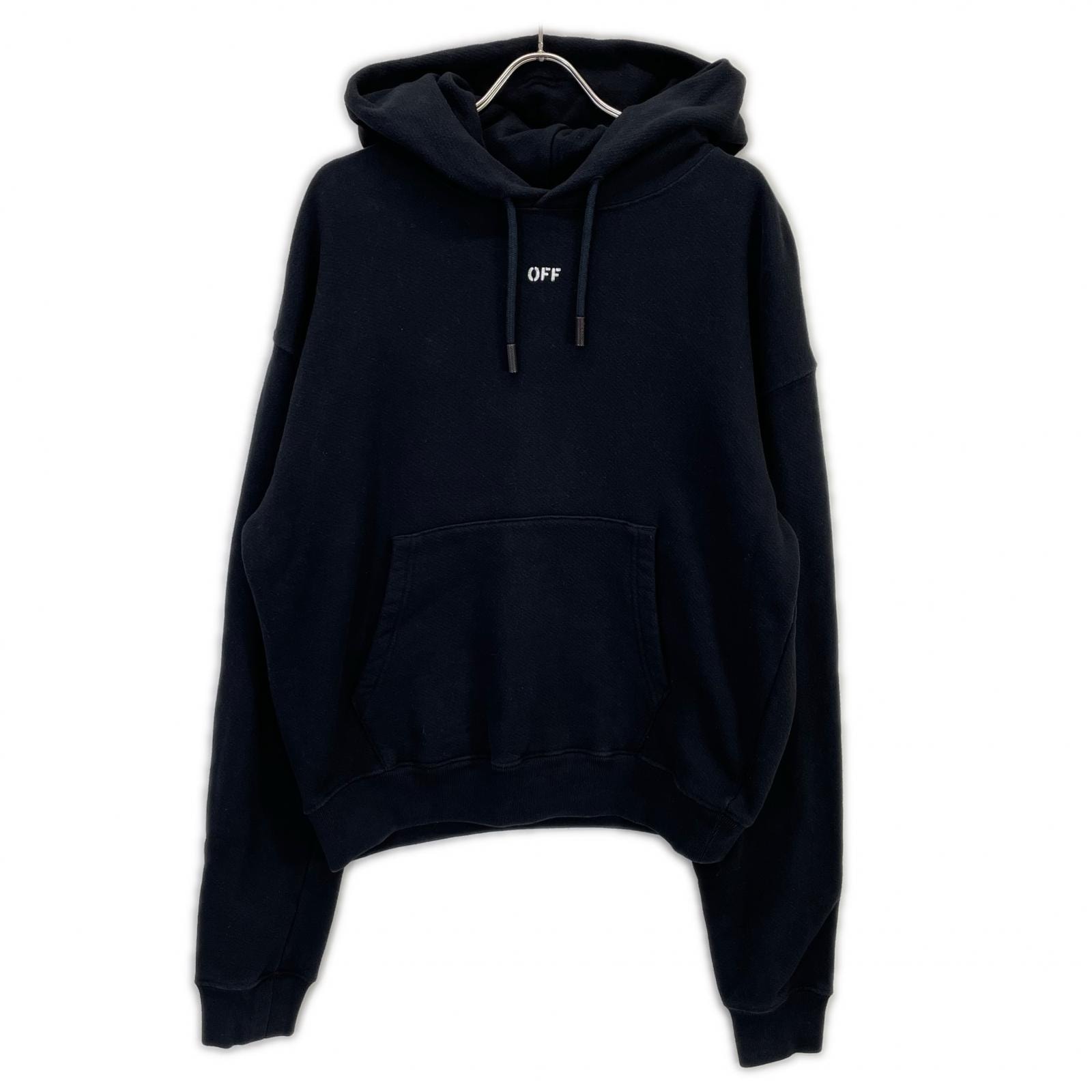 オフホワイト OMBB037S19D25017 ブラック バックドクロプルオーバーパーカー M