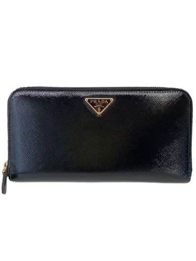 PRADA Women's Portafoglio Grande In Saffiano Con Logo "Black"