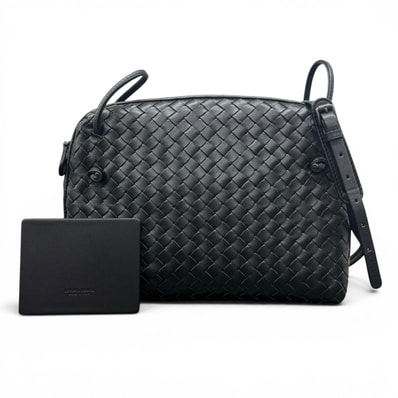 BOTTEGA VENETA 希少 美品 ボッテガヴェネタ ノディーニ 245354 レザー ブラック クロスボディ ポシェット ユニセックス ダニエルリー ABランク 中古 鑑定済