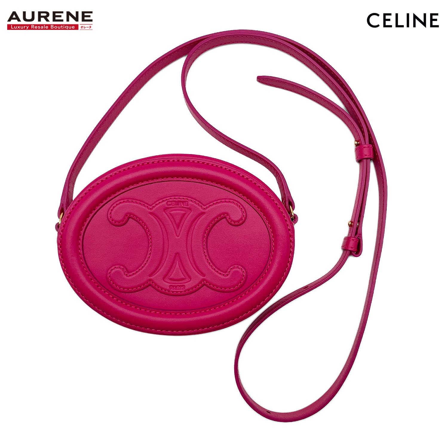 CELINE セリーヌ オーバルパース キュイル トリオンフ ショルダーバッグ
レザー ピンク レディース
【中古】