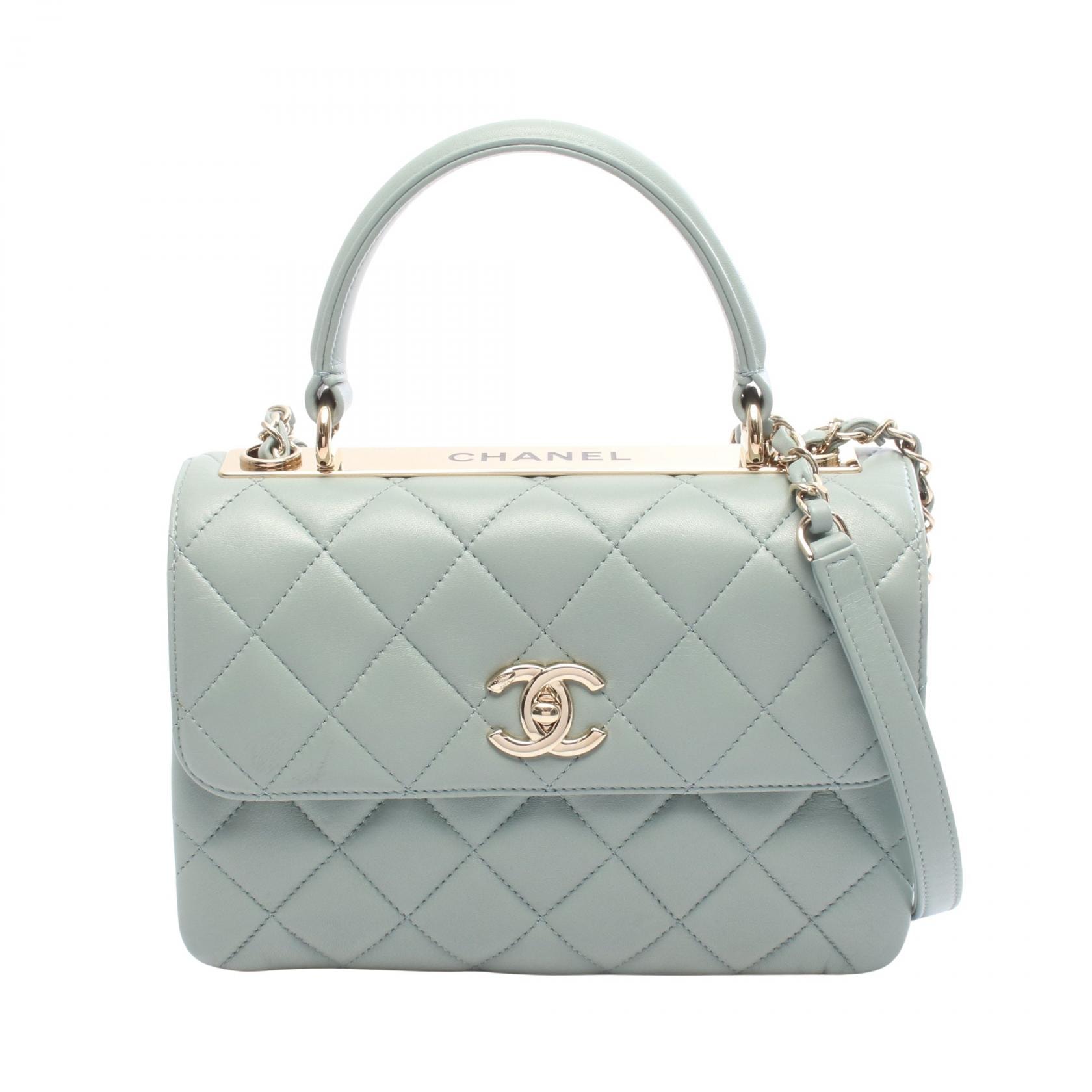 シャネル CHANEL トレンディCC ショルダーバッグ スモール トップハンドル フラップ 2WAY ショルダーバッグ バッグ レザー レディース グリーン系 A92236 【中古】