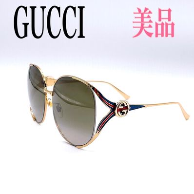 グッチ ラウンドフレーム サングラス ゴールド GG ロゴ シェリーライン