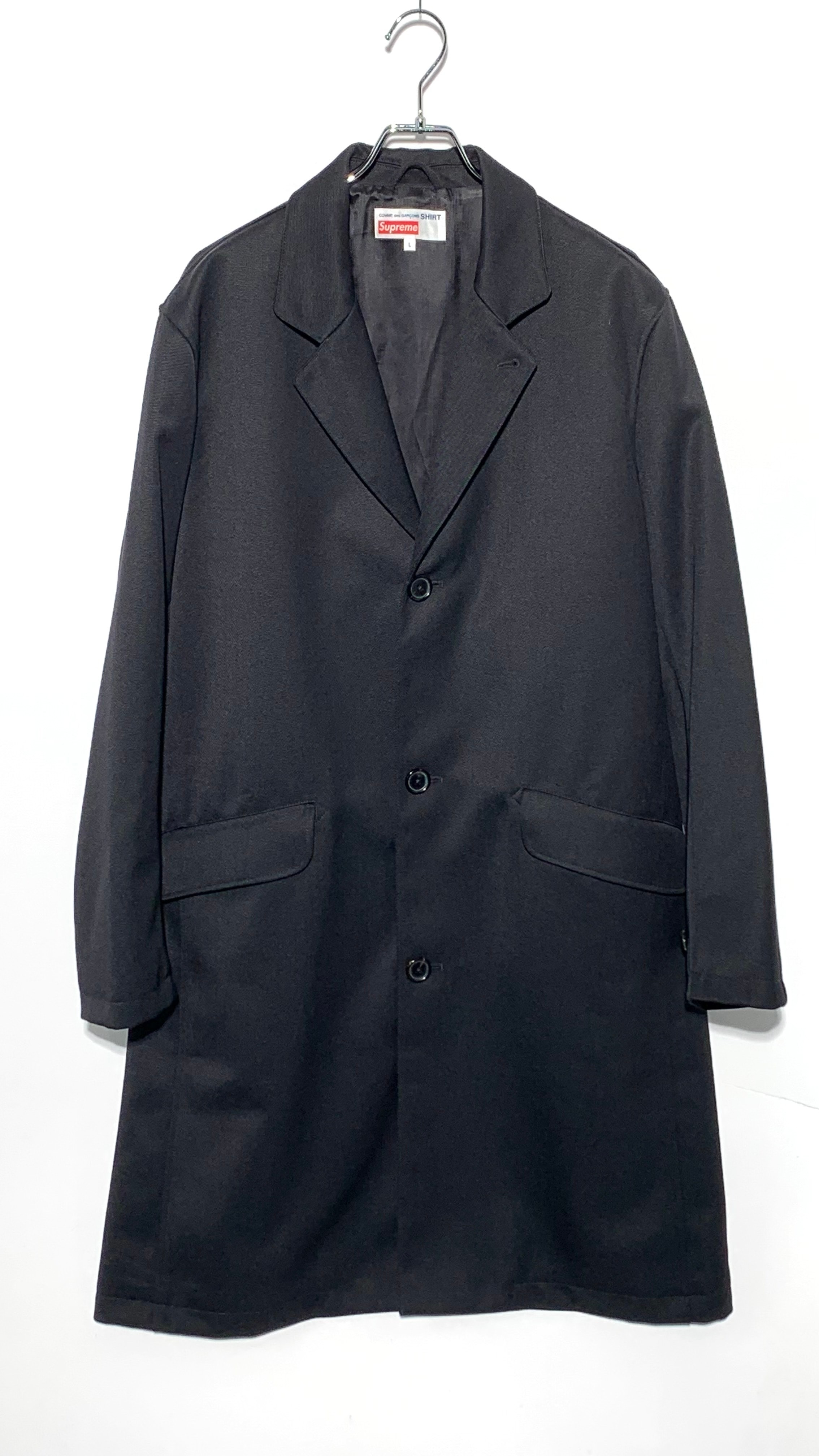COMME des GARCONS SHIRT x Supreme 18AW Wool Blend Overcoat "Black"