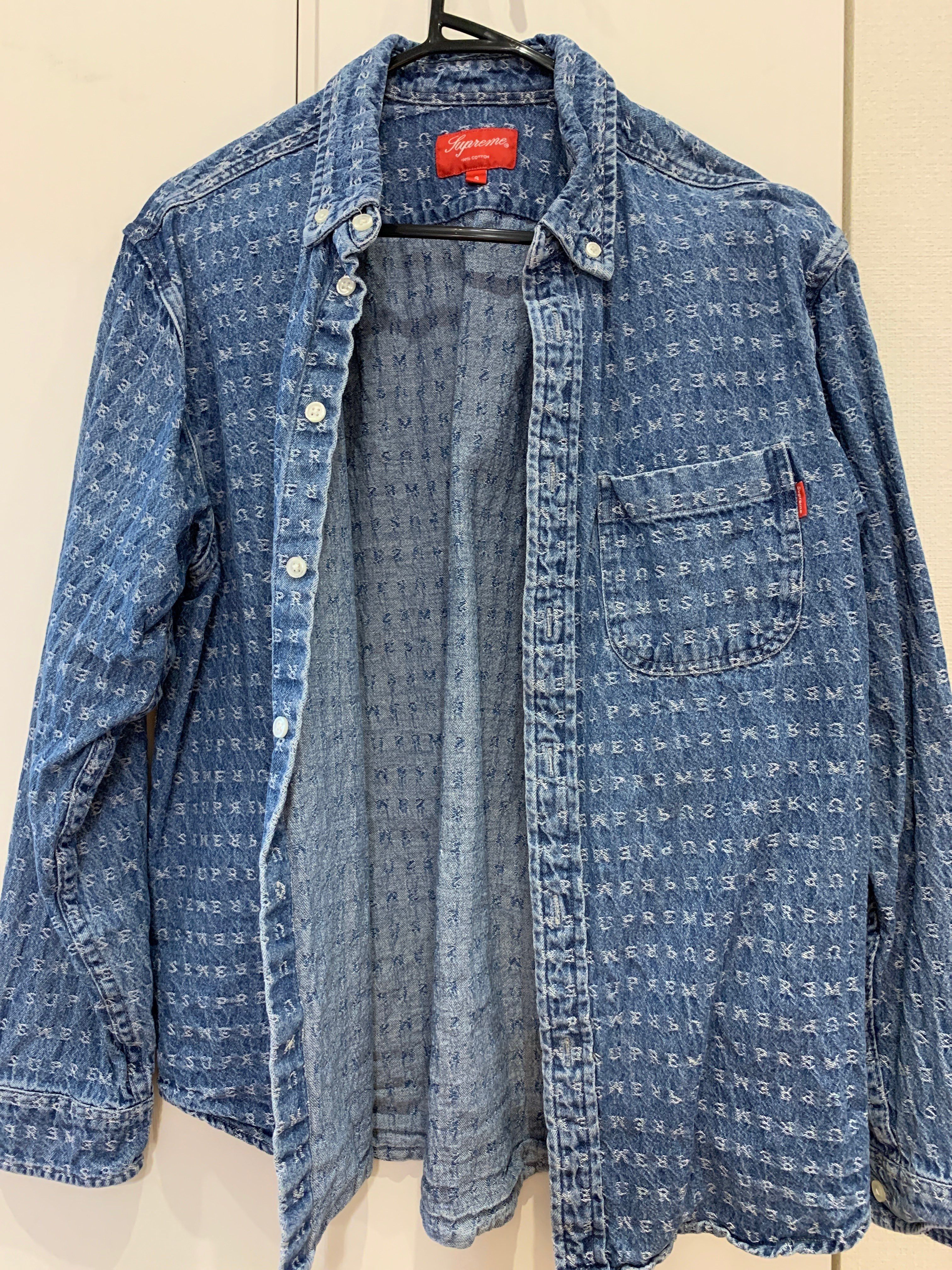 Supreme Warp Jacquard Logos Denim Shirt "Blue"