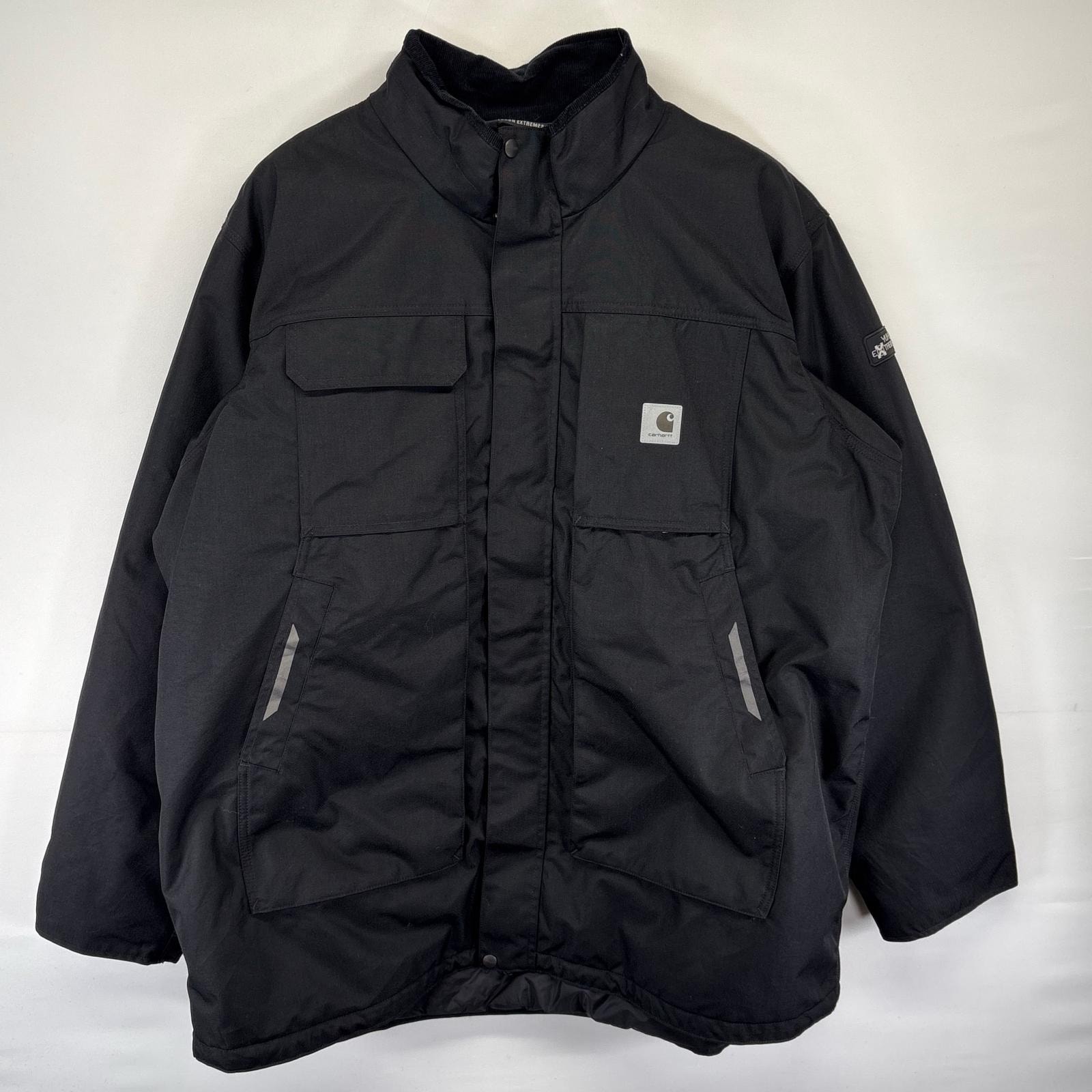 古着 カーハート Carhartt ジャケット フルジップ ワンポイント ロゴ ワークジャケット 大きいサイズ 3XL TALL  ブラック系 メンズ