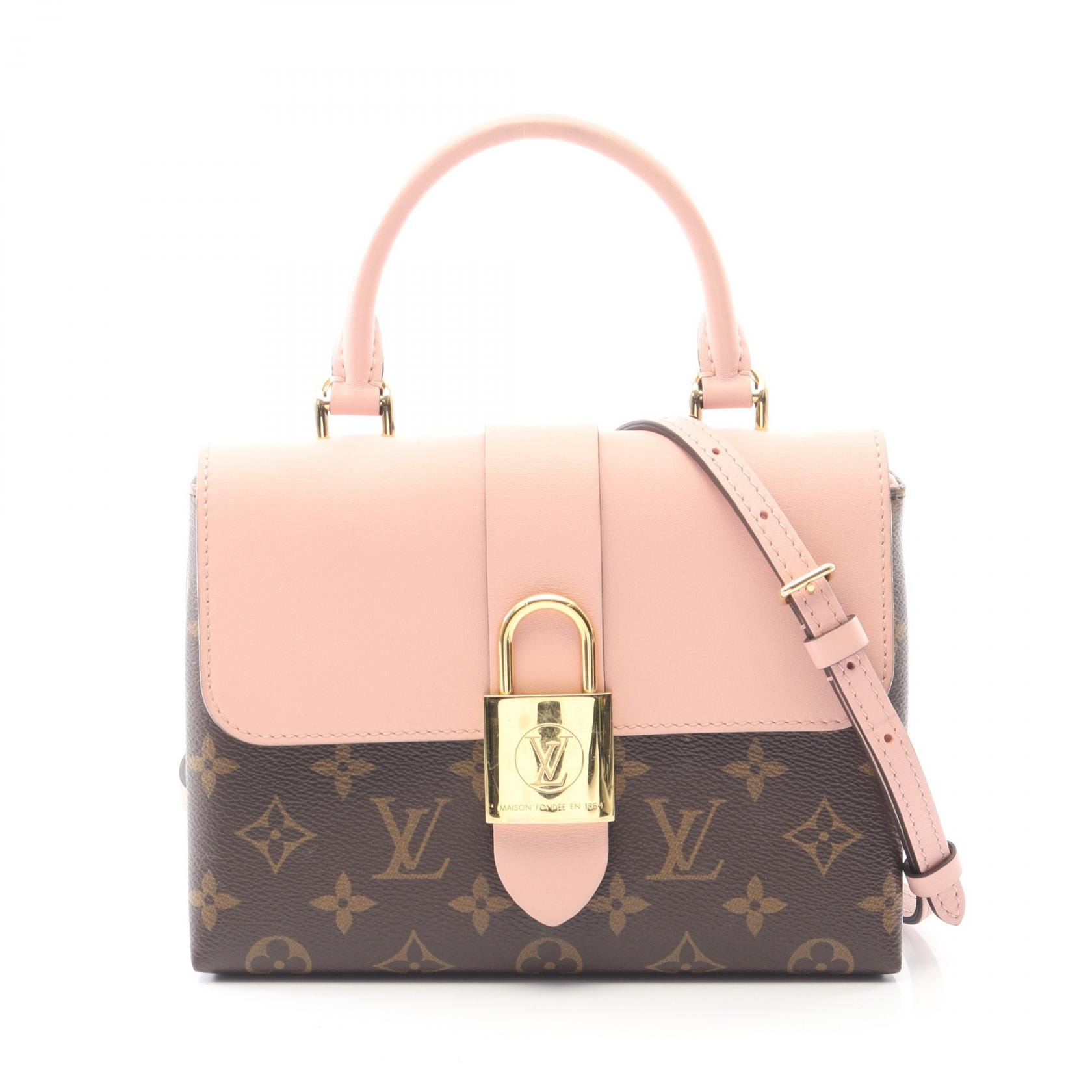 ルイ・ヴィトン LOUIS VUITTON ロッキー BB ハンドバッグ バッグ PVCコーティングキャンバス レザー モノグラム ローズプードル レディース ブラウン系 / ピンク系 M44080 【中古】
