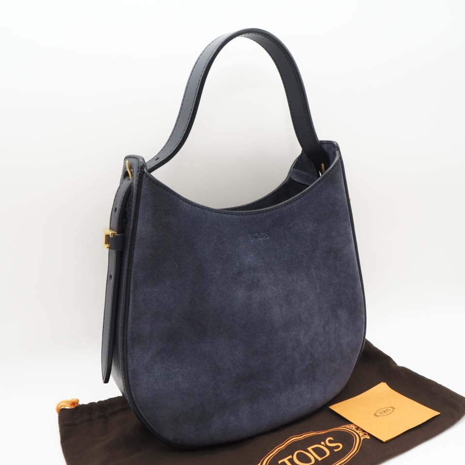 美品 TOD’S トッズ スエード レザー オーボエ スモール ショルダーバッグ - ハンドバッグ ネイビー レザー レディース