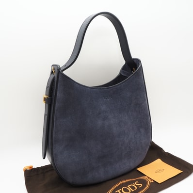 美品 TOD’S トッズ スエード レザー オーボエ スモール ショルダーバッグ - ハンドバッグ ネイビー レザー レディース