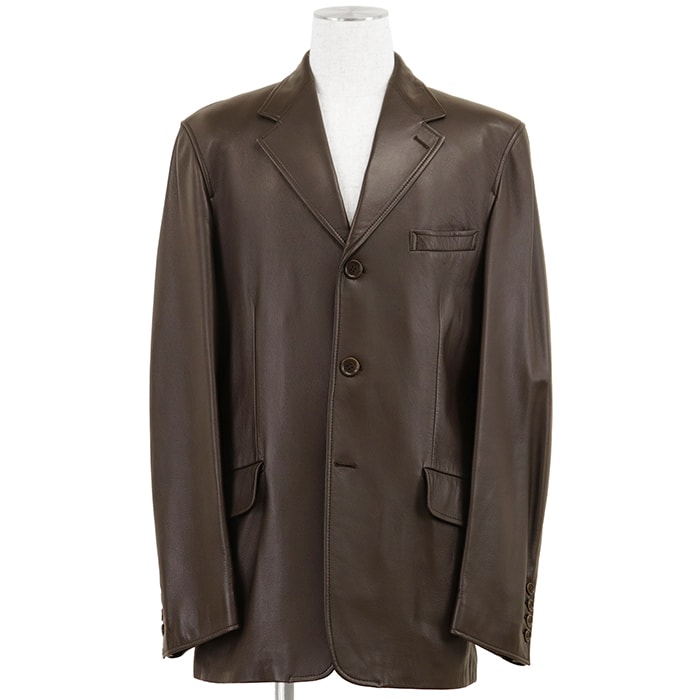 SALE【極美品】Paul Smith LONDON ポール・スミス テーラードジャケット サイズ XL メンズ ラムレザー ノッチドラペル 3B ロゴボタン サイドベンツ アウター ブラウン 茶色 韓国製 643327 HD 9202